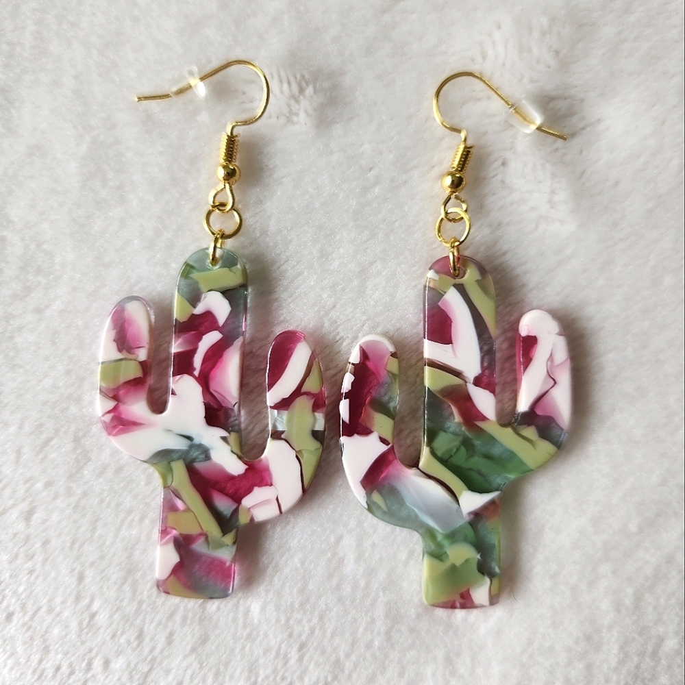 Cactus Shaped Multicolor Earrings